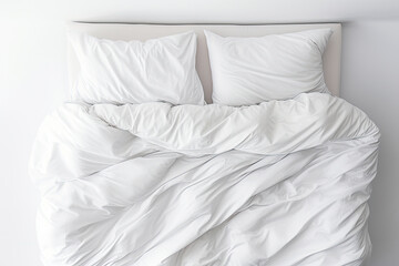 Fototapeta na wymiar Cozy bed with white linen