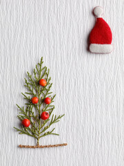 Christmas greeting card with Santas hat