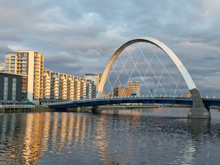 Glasgow arc bridge over the River Clyde, less formally know as Squinty Bridge