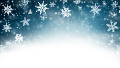 Winter holiday background with snowflakes cold winter sky with copy space, AI generated