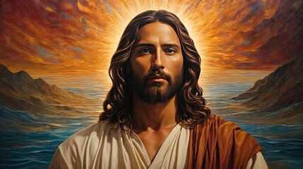 Religious Portrait Painting of Jesus Christ