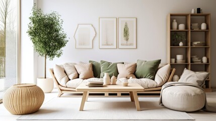 Scandinavian home interior design of modern living room 