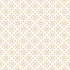 Poster Seamless vector pattern with floral geometric designs. Simple gold luxury texture. Abstract ornament background. Repeat design with ethnic flower elements for decor, wallpaper, print, wrapping paper © Olgastocker