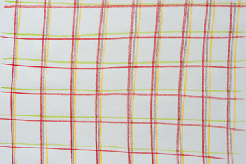 grid pattern composed of overlapping color pencil lines on blank paper