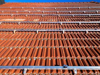 Profiles on the roof of a house for laying solar panels