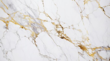 White marble stone texture with gold and gray veins 