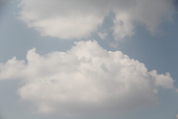 Obraz premium Blue sky with white clouds in the air change shape in many.