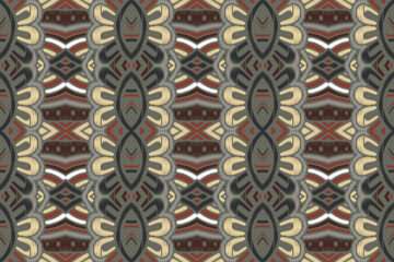Ethnic abstract Pattern Seamless ikat pattern in tribal, folk embroidery, and Asia style. Aztec geometric art ornament print. Design for carpet, wallpaper, clothing, wrapping, fabric, cover.