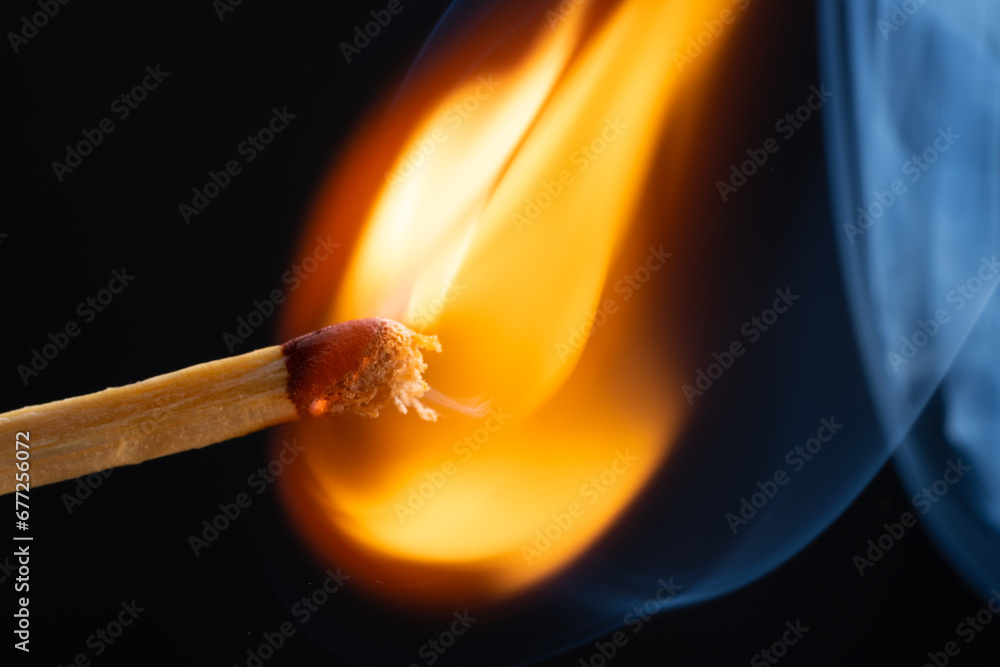 Wall mural a wooden safety matchstick burning