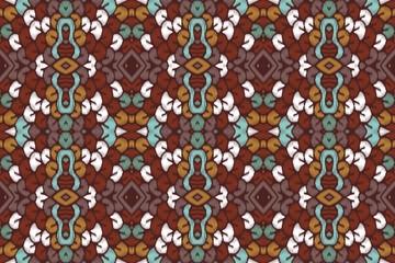 Ethnic abstract Pattern Seamless ikat pattern in tribal, folk embroidery, and Asia style. Aztec geometric art ornament print. Design for carpet, wallpaper, clothing, wrapping, fabric, cover.