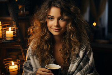 Young person at home sitting relaxing in living room made with generative ai