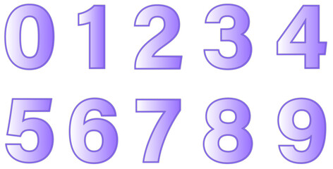 Set of numbers isolated on white. Alphabet with numbers. Vector graphic elements for design. Purple numbers with frames