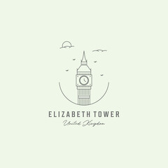 Obraz premium icon elizabeth tower line art minimalist illustration design london united kingdom logo