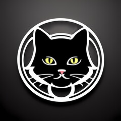 black cat face, Creative logo with a cat, fully placed in the center of photo