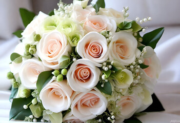 bridal wedding bouquet in minimal light style