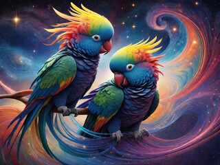 Obraz premium Austrailian parrots, Ai Generated