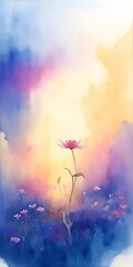Fototapeta na wymiar Close-up meadow flowers. Watercolor style. AI generated illustration