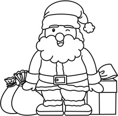Santa with gifts outline