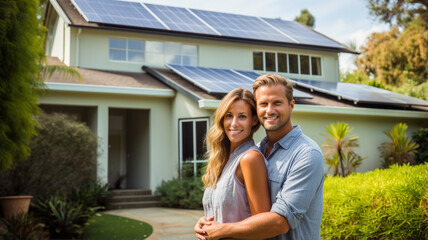 couple in the house with solar panels