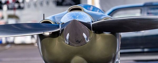 Small pivot airplane propeller close up