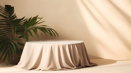 Gray tablecloth product booth scene, e-commerce, podium, stage, product demonstration background, PPT background, 3D rendering