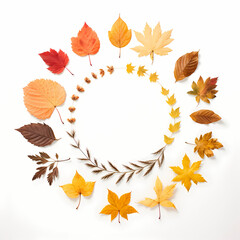 autumn foliage arranged into circle
