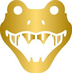 Crocodile golden icon, gold animal character