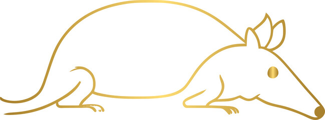 Fototapeta na wymiar Armadillo golden icon, gold animal character