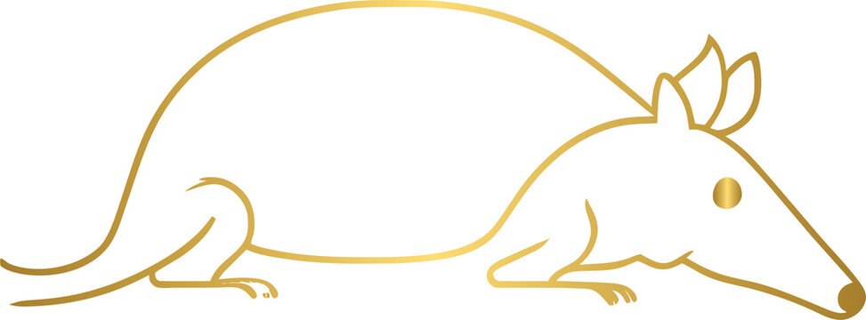 recommend clip art: Armadillo golden icon, gold animal character