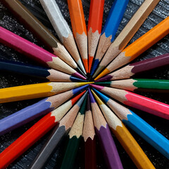 Fototapeta premium pencils on black background
