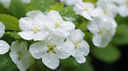 jasmine spring flowers with raindrops.