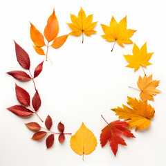 autumn foliage arranged into circle