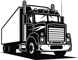 logo of a large truck in black and white