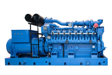 A very large electric diesel generator, Emergency power supply. Powered by Diesel power., isolated...