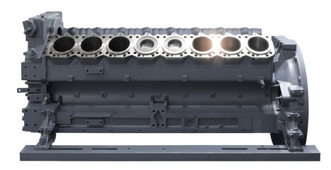 large 16 cylinder block diesel for tractor or ship engine repair.  Industry car service concept