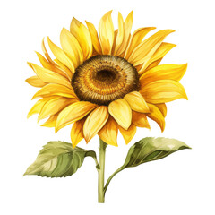 Sunflower Flower Botanical Watercolor Painting Illustration