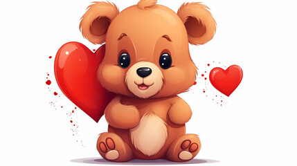 Valentines day background, abstract panorama background of a sweet teddy bear with red heart. Design for valentine card, invitation card. Copy space available. Beautiful design for valentine.