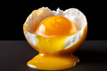 Rich in Omega-3 Perfect Egg for Healthy Breakfast. Soft-boiled egg with runny yolk. Nutrient-Packed Egg for a Heart-Healthy Breakfast. Omega-3 Boost: Delicious Runny Egg Yolk, Morning's Golden Delight