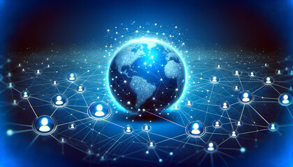 Obraz premium Global network connection. Globe point and line composition concept of global business.
