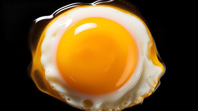 Single egg yolk and egg white on dark background. Omega 3 food concept. Food rich in Omega-3 vitamin. Minimalistic egg yolk background representing natural supplements for healthy eating