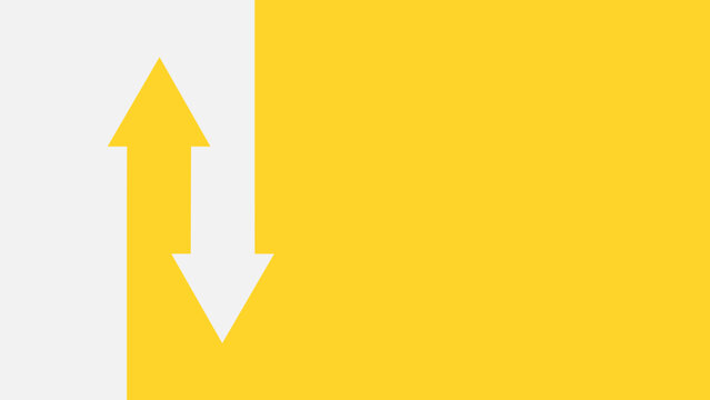 Arrows in opposite directions background in gray and yellow tones