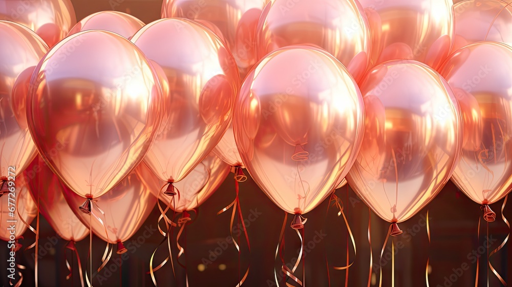 Poster a bunch of balloons that are hanging in the air with a string attached to one of the balloons with a