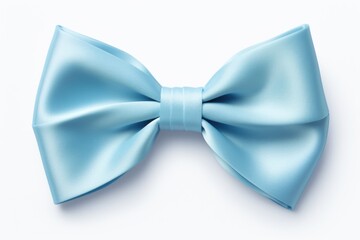 A blue bow tie on a white surface