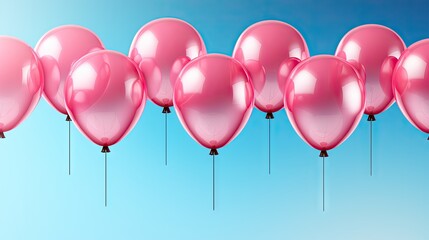  a group of pink balloons floating in the air with a blue sky in the backgrounnd of the balloons in the backgrounnd of the photo.  generative ai