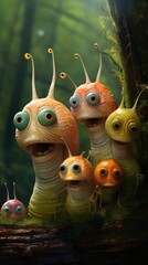 A group of bugs that are standing in the woods - obrazy, fototapety, plakaty