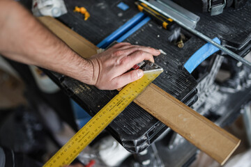 Worker's measure close up