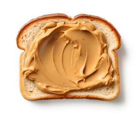 peanut butter spread on a slice of toast, isolated png
