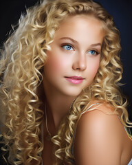 Naklejka premium Portrait Of A Curly Blonde Haired Woman