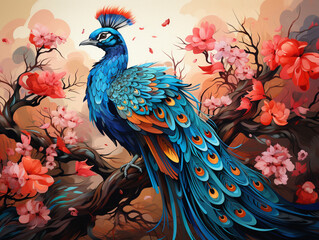 Peacock Splendor: Vintage Watercolor Garden, Water color arts, Peacock arts