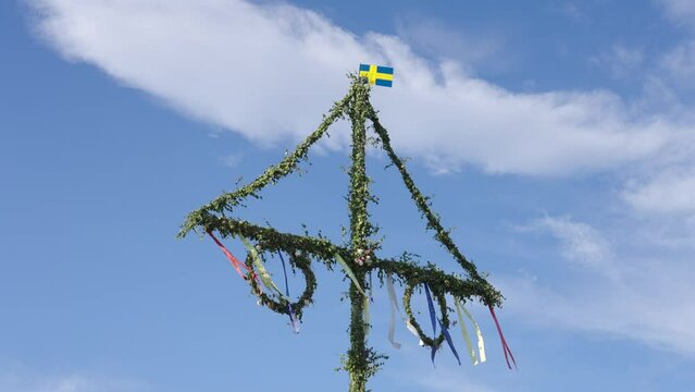 Sweden midsummer Swedish pole traditional decoration. Sweden's traditional